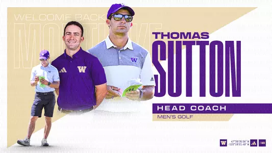 Thomas Sutton men's golf head coach announcement graphic