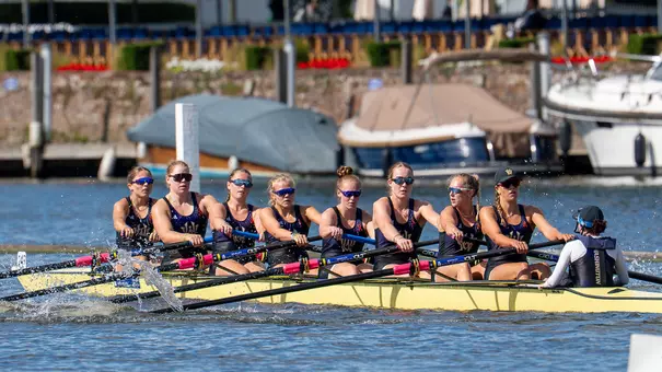 A Washington women's eight competes in The Island Challenge Cup at Henley Royal Regatta in 2026.