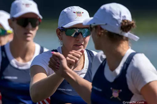 Teal Cohen in the U.S. women's four at 2026 World Rowing Championships