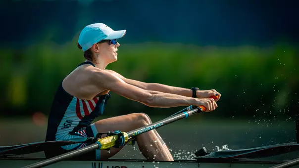 Evan Park in action at 2026 world Rowing Championships