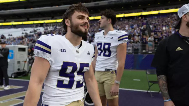Tyler Robles stands on the sideline during UW's spring game