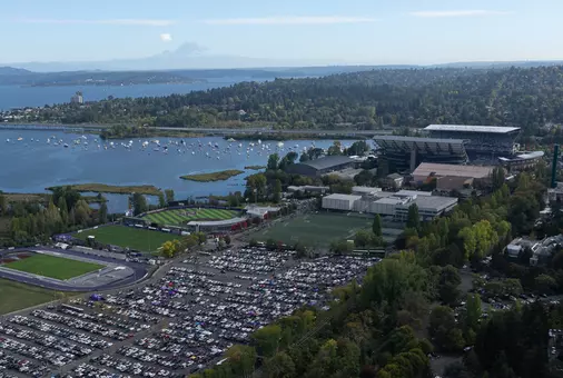 UW Athletics village photo from above E1 parking lot