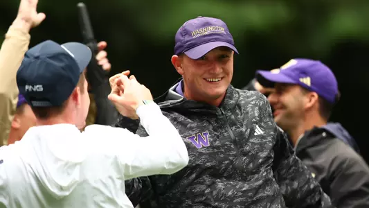 Finn Koelle celebrates his hole-in-one at the Sahalee Players Championship