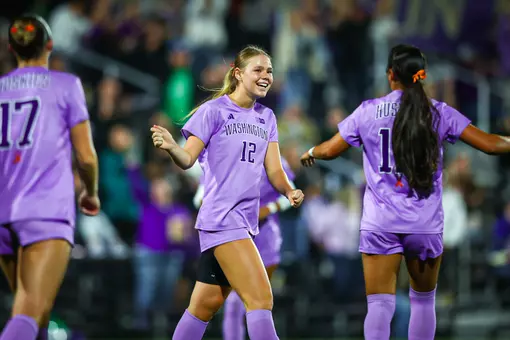 Maylen Montoya celebrates a goal during Washington's 2-0 win over Maryland
