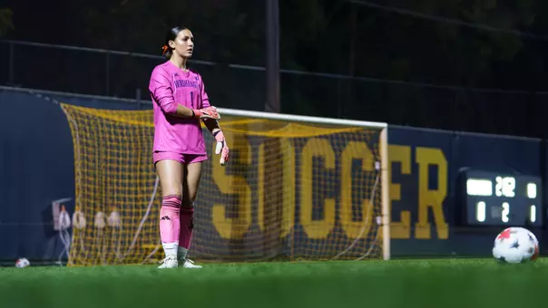 Tanner Ijams prepares for a goal kick at Michigan