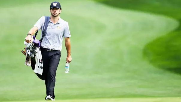Brock Maulding walks to the green during the first round of the Sahalee Players Championship