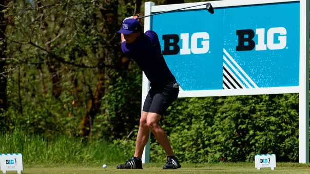 Grady Millar tees off at the Big Ten Championships