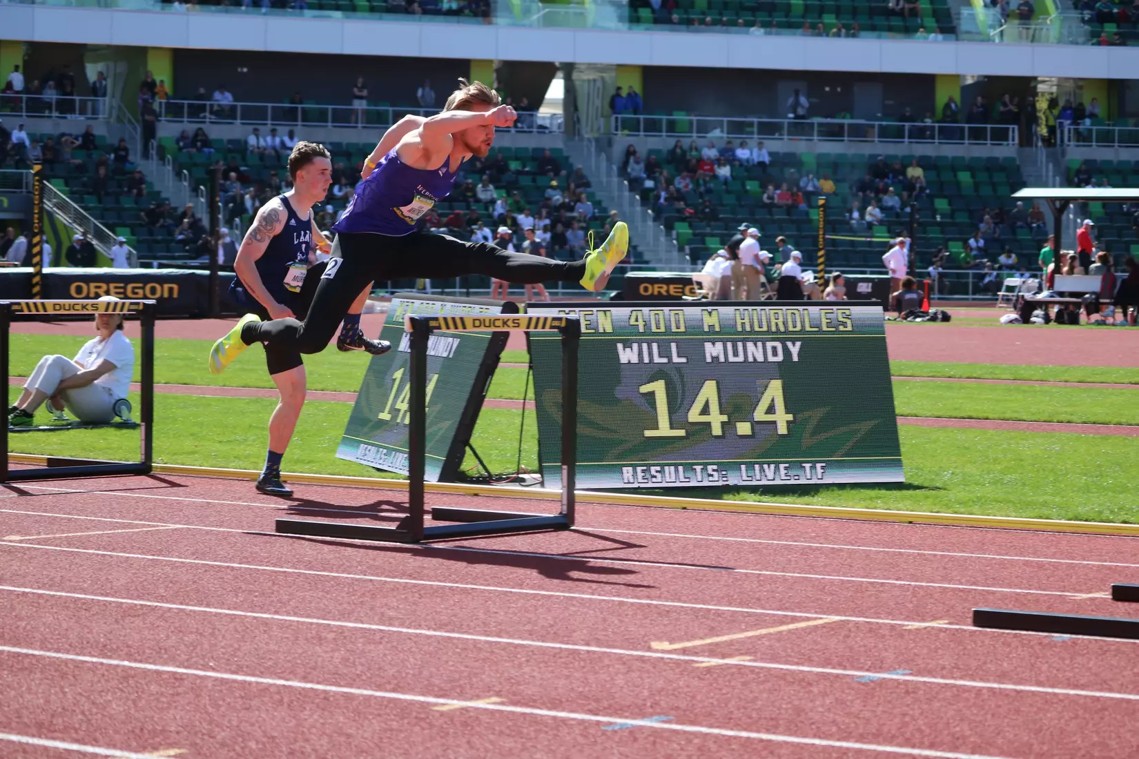 Caleb Whitney hurdle jump at Hayward