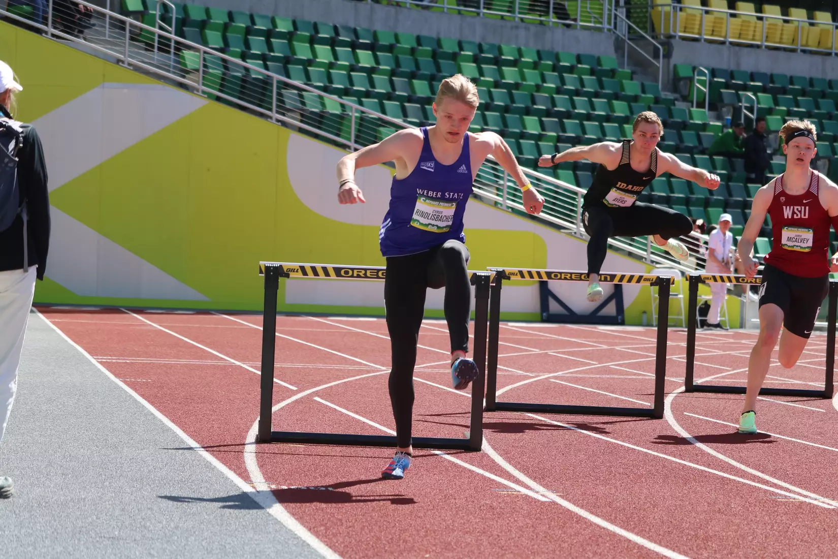 Cyrus Rindlisbacher hurdles at Hayward