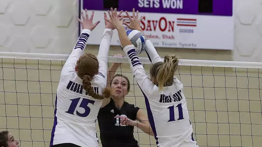 Amanda Varley and Hannah Hill block