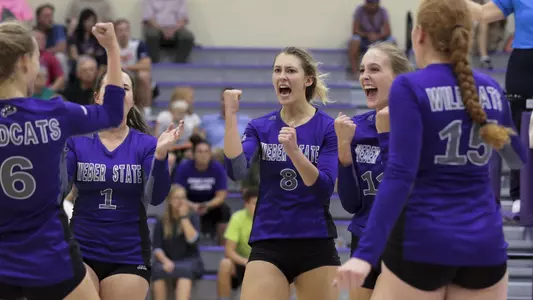 Volleyball team victory shout