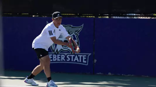 Clement Lecoq serves in a match against NAU in 2026
