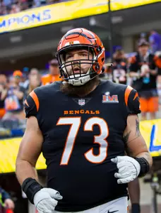 Feb 13, 2022; Inglewood, CA, USA; Cincinnati Bengals offensive tackle Jonah Williams (73) against the Los Angeles Rams during Super Bowl LVI at SoFi Stadium. Mandatory Credit: Mark J. Rebilas-USA TODAY Sports