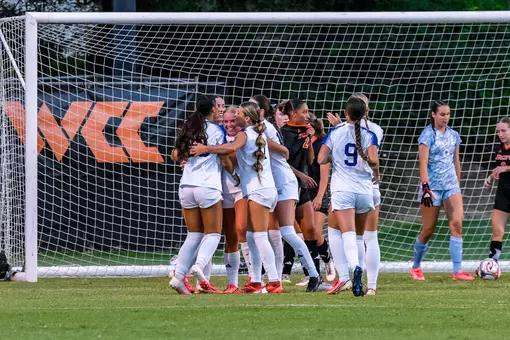 Weber State soccer team celebrating a goal