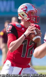 Brandon Doughty looks for an open receiver.