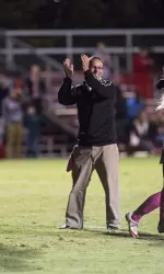 Head coach Jason Neidell celebrates last weekend's thrilling OT win against FIU