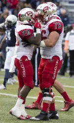 Anthony Wales ran for 185 yards on 16 carries and a career-high four rushing touchdowns in the win