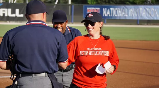 Coach Amy Tudor umpire