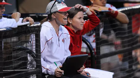 Coach Amy Tudor dugout