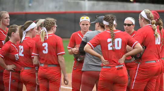Softball team huddle 2018