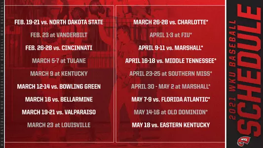 2021 WKU Baseball Schedule Graphic