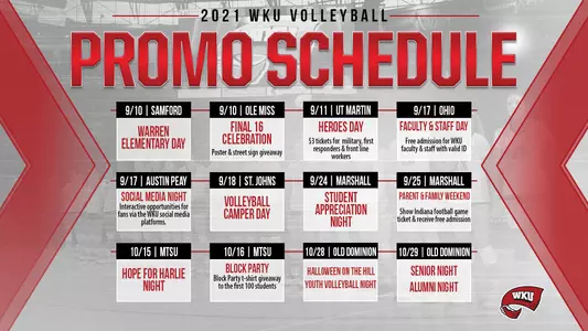 2021 Volleyball Promo Schedule