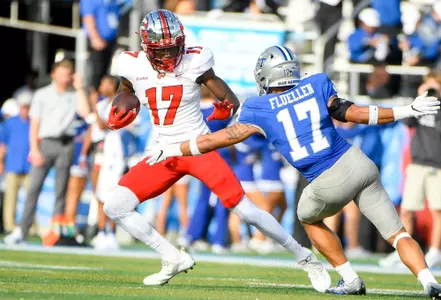 Wide receiver Dalvin Smith (17) of the WKU Hilltoppers at FloydStadium on October 14, 2022 in Murfreesboro, TN. Photo by Steve Roberts/WKU Athletics