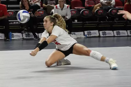 Defensive Specialist Abby Schaefer(15) of the WKU Hilltoppers at E.A. Diddle Arena on OCT 2, 2022 in Bowling Green, KY. Photo by Gunnar Word/WKU Athletics