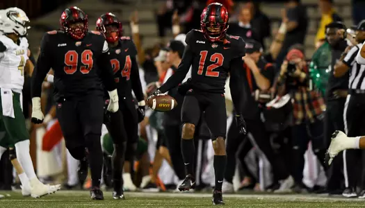 Defensive back Kahlef Hailassie (12) of the WKU Hilltoppers at Houchen Industries-L.T. Smith Stadium on October 21, 2022 in Bowling Green, KY. Photo by Steve Roberts/WKU Athletics