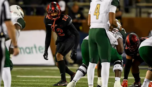 Defensive back Kahlef Hailassie (12) of the WKU Hilltoppers at Houchen Industries-L.T. Smith Stadium on October 21, 2022 in Bowling Green, KY. Photo by Steve Roberts/WKU Athletics
