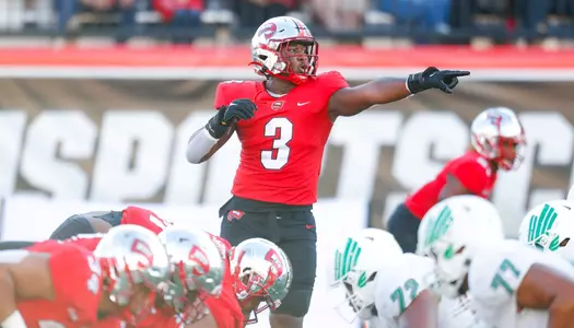 Defensive end JaQues Evans (3) of the WKU Hilltoppers at Houchens Industries - L.T. Smith Stadium on October 29, 2022 in Bowling Green, KY. Photo by Gunnar Word/WKU Athletics