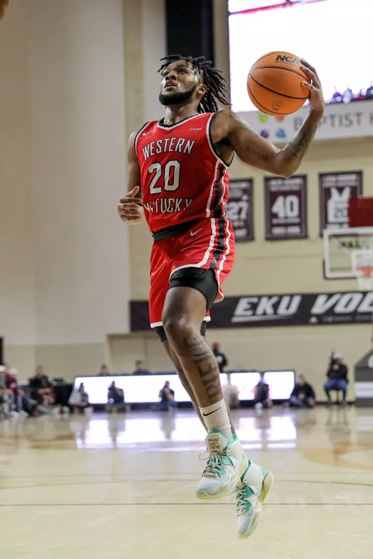 Dayvion McKnight of the WKU Hilltoppers at Baptist Health Arena on November 10, 2022 in Richmond, KY. Photo by Evan Brown/WKU Athletics