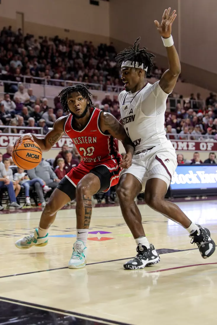 Dayvion McKnight of the WKU Hilltoppers at Baptist Health Arena on November 10, 2022 in Richmond, KY. Photo by Evan Brown/WKU Athletics