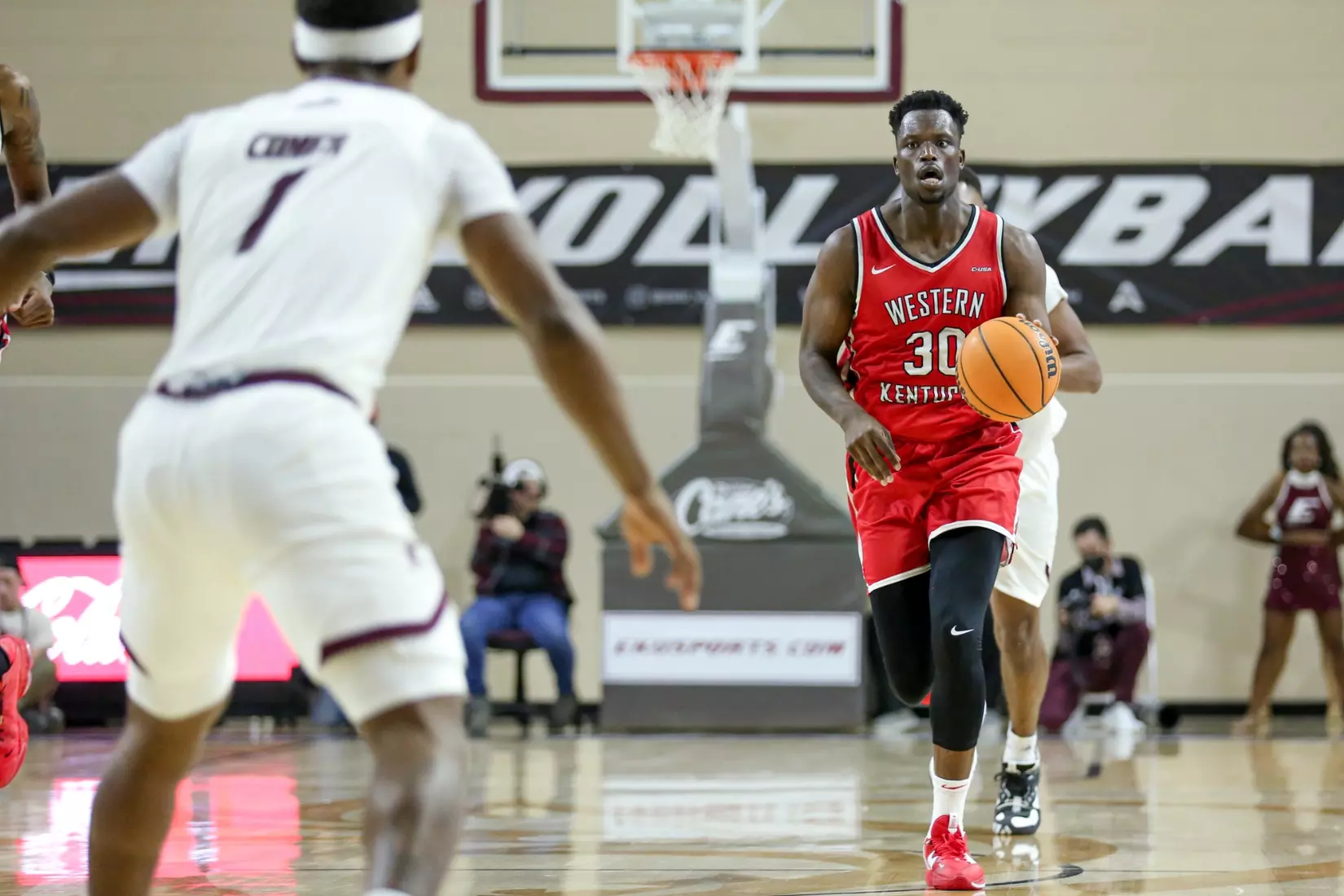 Emmanuel Akot of the WKU Hilltoppers at Baptist Health Arena on November 10, 2022 in Richmond, KY. Photo by Evan Brown/WKU Athletics