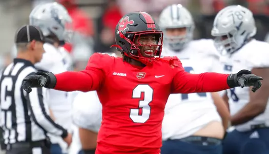 Defensive end JaQues Evans (3)  of the WKU Hilltoppers at Houchen Industries-L.T. Smith Stadium on November 12, 2022 in Bowling Green, KY. Photo by Gunnar Word/WKU Athletics