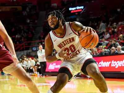 Guard Dayvion McKnight (20) of the WKU Hilltoppers at E.A. Diddle Arena on November 15, 2022 in Bowling Green, KY. Photo by Steve Roberts/WKU Athletics