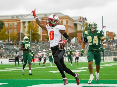 Wide receiver Jaylen Hall (0) of the WKU Hilltoppers at Jerry Richardson Stadium on November 5, 2022 in Charlotte, NC. Photo by Steve Roberts/WKU Athletics