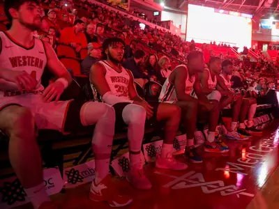 WKU Hilltoppers of the WKU Hilltoppers take on the Rice Owls at E.A. Diddle Arena on December 29, 2022 in Bowling Green, KY. (Photo by Steve Roberts/WKU Athletics)