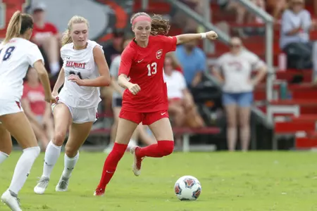 Forward Katie Erwin (13) of the WKU Hilltoppers during a soccer match between Belmont and WKU at WKU Soccer Complex on September 4, 2022 in Bowling Green, KY. Photo by Gunnar Word/WKU Athletics