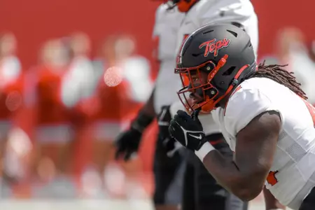 Defensive tackle Dareon Goodrum (44) Defensive tackle Darius Shipp (97) of the WKU Hilltoppers during a football game at Indiana University Memorial Stadium  on Sept. 17, 2022 in Bloomington, IN. Photo by Gunnar Word/WKU Athletics