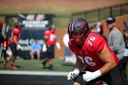 during a game against the Austin Peay Governors on August 27, 2022 at Houchens Industries L.T. Smith Stadium in Bowling Green, KY