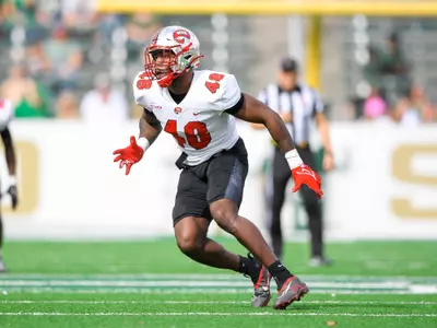 Defensive end Niko Cooper (48) of the WKU Hilltoppers at Jerry Richardson Stadium on November 5, 2022 in Charlotte, NC. Photo by Steve Roberts/WKU Athletics
