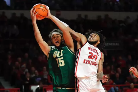WKU Hilltoppers guard Dayvion McKnight (20) of the Hilltoppers during a game at E.A Diddle Arena on January 21, 2023 in Bowling Green, KY. Photo by Gunnar Word/WKU Athletics