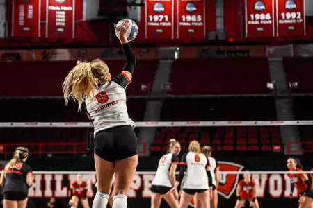Defensive specialist Callie Wiegandt (0) of the WKU Hilltoppers at E. A. Diddle Arena on October 7, 2023 in Bowling Green, KY. Photo by Steve Roberts/WKU Athletics