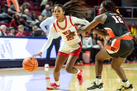 Guard Acacia Hayes (10) of the WKU Hilltoppers at E.A. Diddle Arena on November, 2023 in Bowling Green, KY. (Photo by Steve Roberts/WKU Athletics)