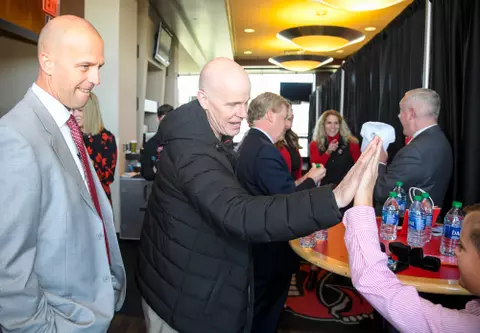 The introduction of the new MBB head coach Steve Lutz at The Harbaugh Club on March 20, 2023 in Bowling Green, KY. (Photo by Steve Roberts/WKU Athletics)