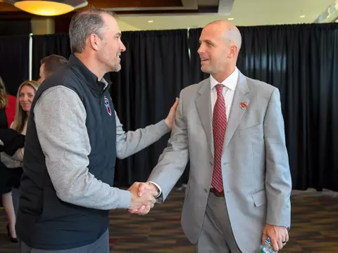 The introduction of the new MBB head coach Steve Lutz at The Harbaugh Club on March 20, 2023 in Bowling Green, KY. (Photo by Steve Roberts/WKU Athletics)