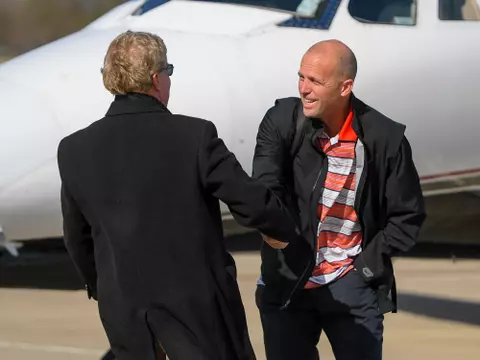 WKU Hilltoppers new head coach Steve Lutz arrives at Bowling Green Regional Airport on March 18, 2023 in Bowling Green, KY. (Photo by Steve Roberts/WKU Athletics)