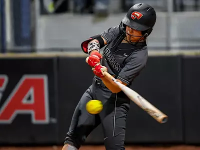 Outfielder Brylee Hage (11) of the WKU Hilltoppers on March 29, 2023, at WKU Softball Complex in Bowling Green, KY