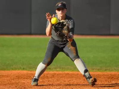 Infielder Kennedy Foote (21) of the WKU Hilltoppers on March 5, 2023, at WKU Softball Complex in Bowling Green, KY